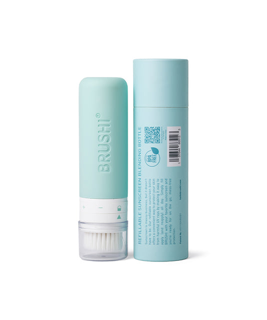 BRUSHI® Refillable Sunscreen Blending Bottle Cinnamon Bay Blue