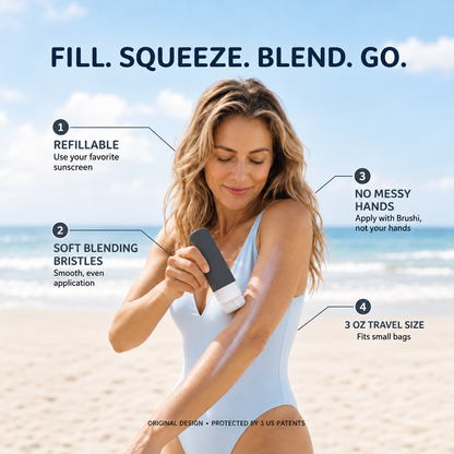 BRUSHI® Refillable Sunscreen Applicator With Blending Brush - Slate Gray