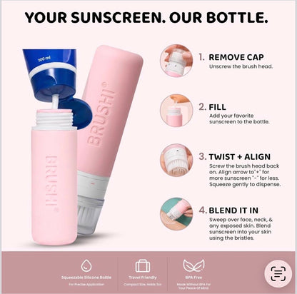BRUSHI® Refillable Sunscreen Applicator with Blending Brush - Go Pink!
