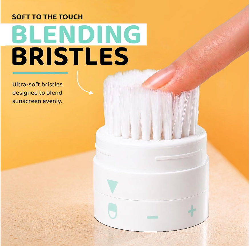 BRUSHI® Refillable Sunscreen Applicator with Blending Brush - Cinnamon Bay Blue